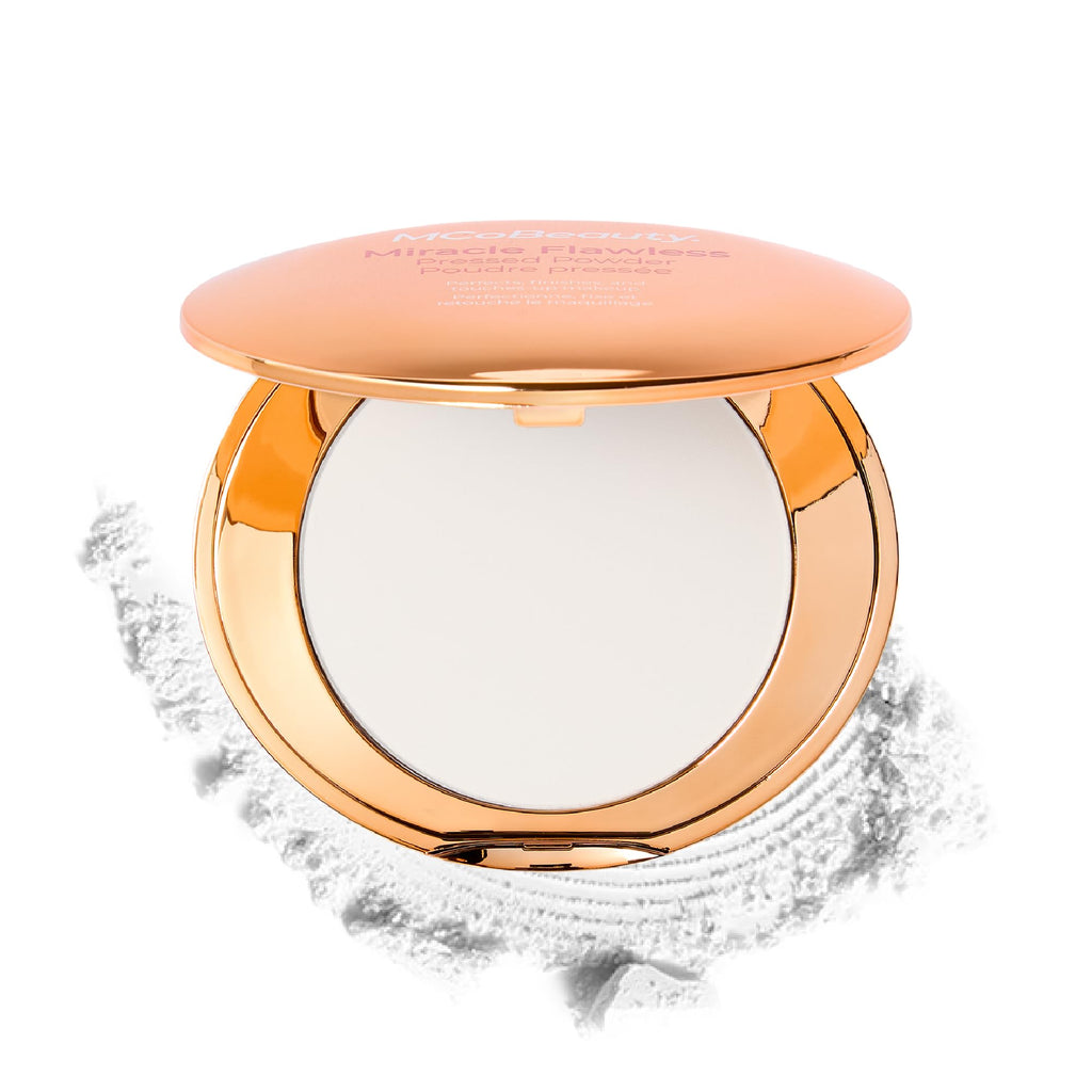MCoBeauty Miracle Flawless Pressed Powder - 1 Light | Compact, Soft Focus Blurring, Finishing & Setting Makeup, Hydrating, Vegan & Cruelty Free