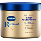 Vaseline Radiant X Deep Nourishment Body Cream 100% Pure Shea Butter, Coconut Oil, Vitamin C, & Peptides 10 oz (Pack of 6)