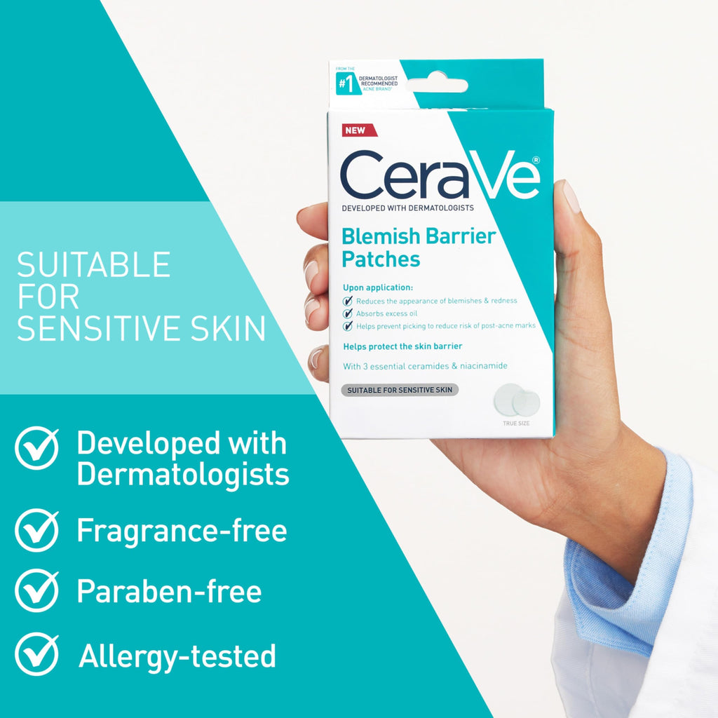 CeraVe Hydrocolloid Blemish Patches, Pimple Patches for Face, 22ct | Absorbs Oil with Niacinamide and Ceramides, Ultra-Thin Acne Patches That Blend Into All Skin Tones, For Sensitive Skin