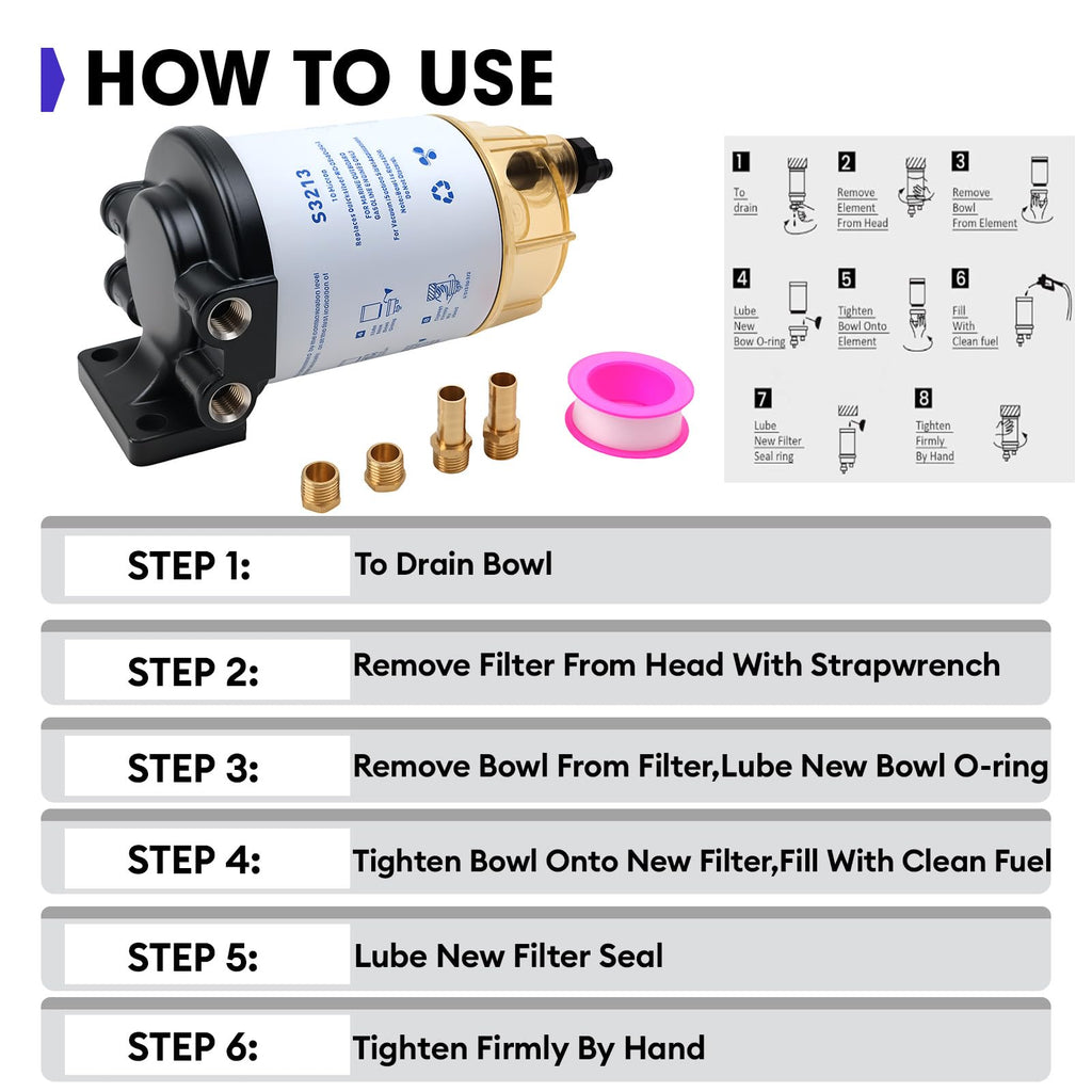 S3213 Fuel Water Separator Kit for Yamaha and for Mercury Outboard Motors
