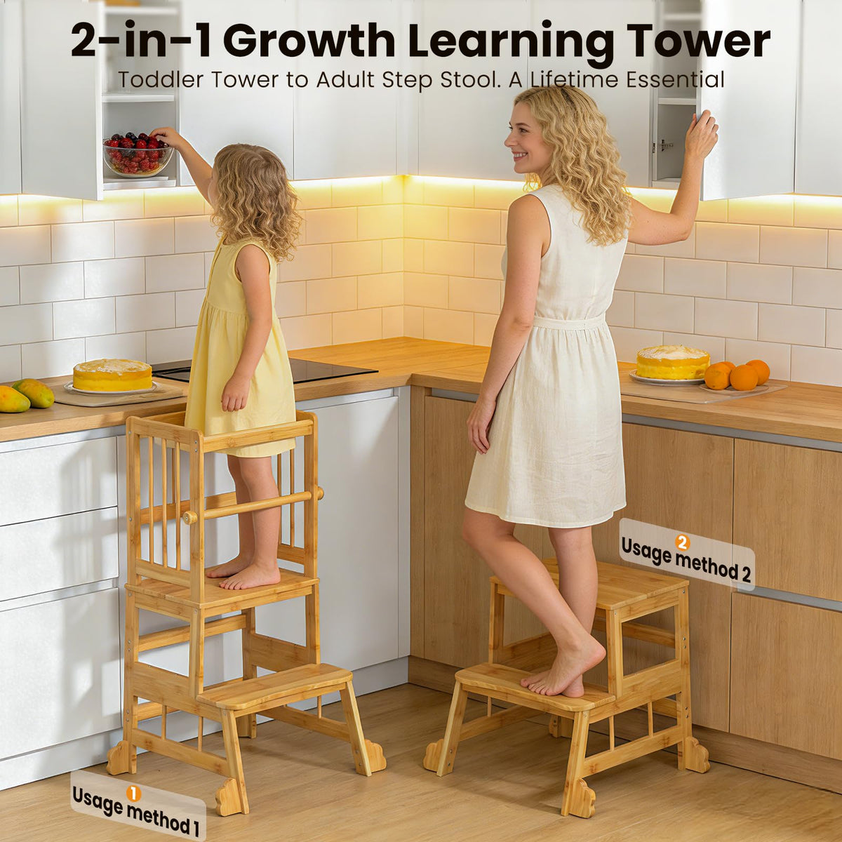 HBTower Toddler Standing Tower, Kids Kitchen Step Stool with Safety Rails