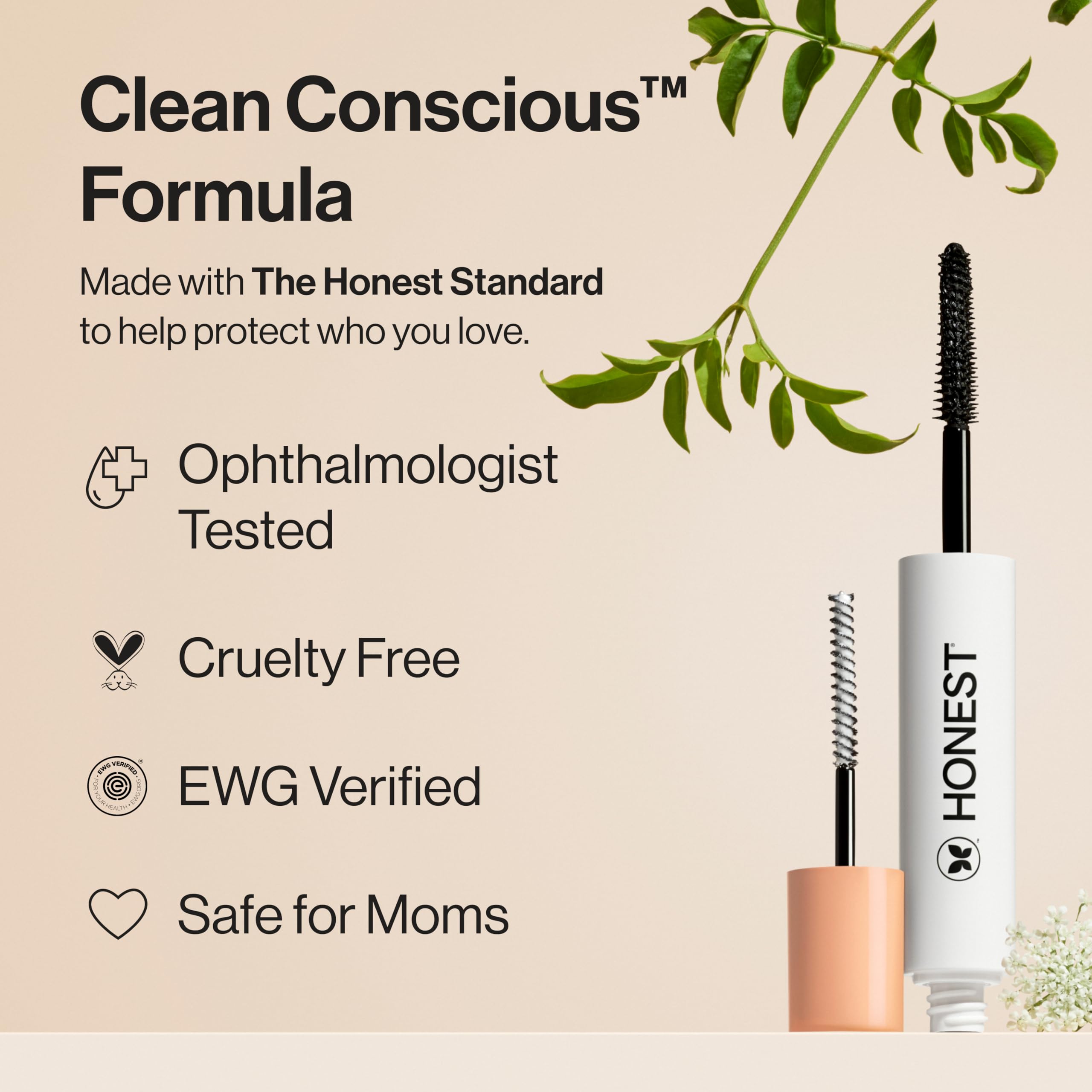 Honest Beauty 2-in-1 Extreme Length Clean Mascara, Primer, Black, .27 fl oz