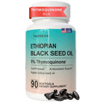 Ethiopian Black Seed Oil 5% Thymoquinone – Pure Cold Pressed Nigella Sativa Black Cumin Seed Oil Softgels – High Thymoquinone (500 mg per Capsule) - 90 Softgels