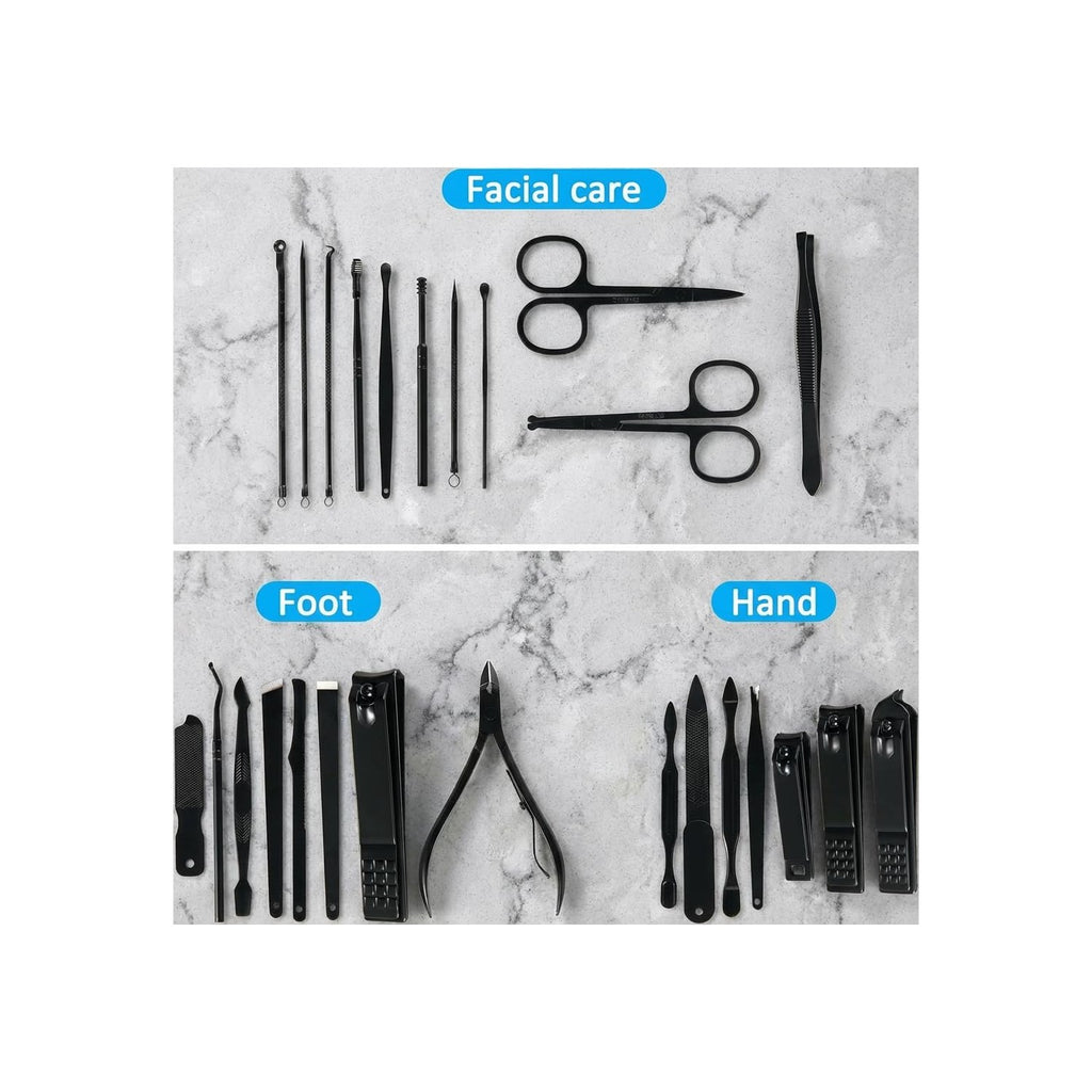 MINKINH Manicure Set Professional Nail Clipper Kit-26 Pieces, Brown | Stainless Steel Manicure Kit, Nail Care Tools with Travel Case for Men & Women, Hand & Foot Care, Gift for Family & Friends