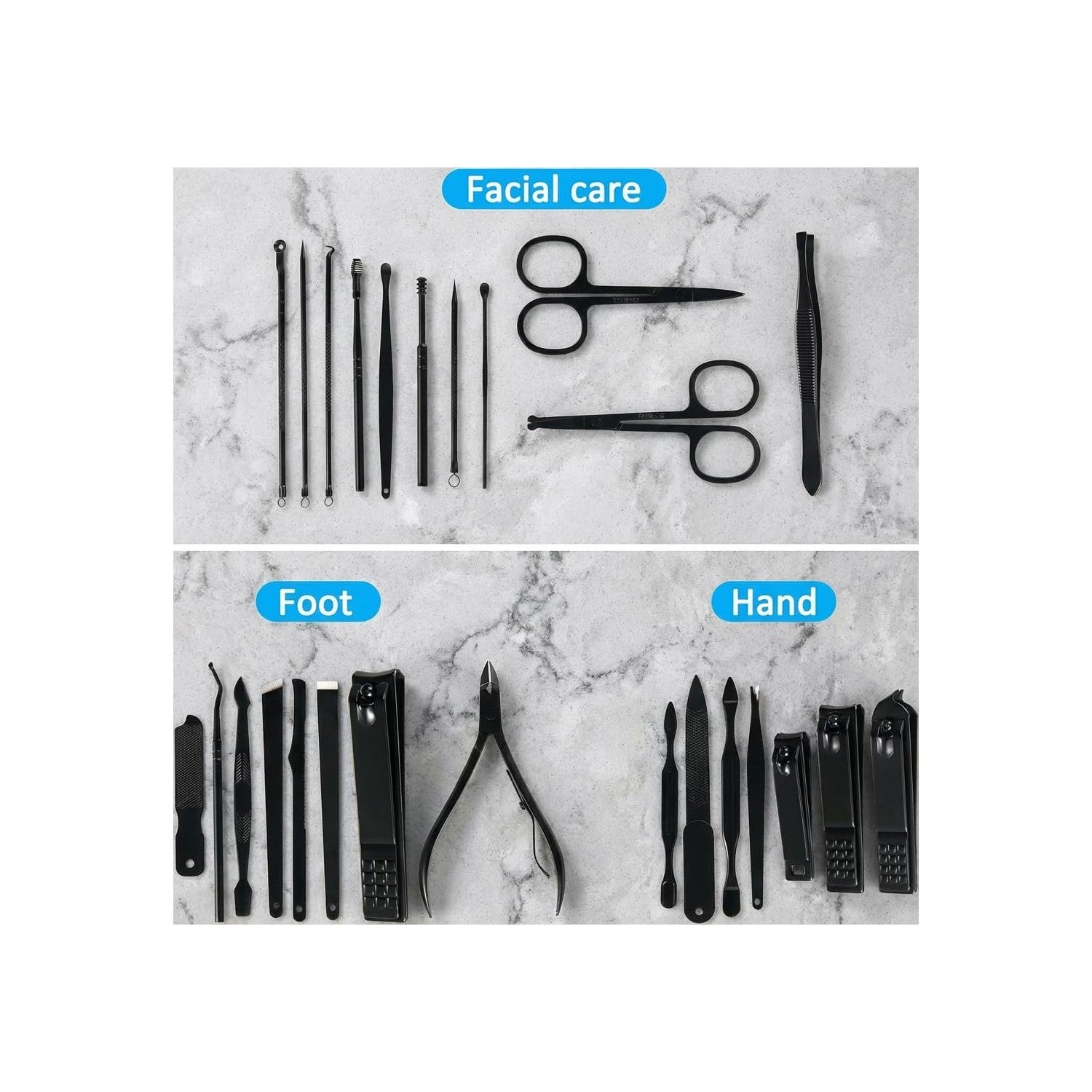 MINKINH Manicure Set Professional Nail Clipper Kit-26 Pieces, Brown | Stainless Steel Manicure Kit, Nail Care Tools with Travel Case for Men & Women, Hand & Foot Care, Gift for Family & Friends