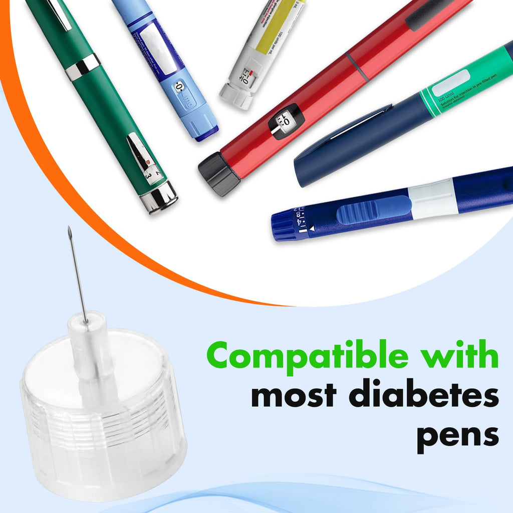 Pen Tips 31G x 8mm(5/16") Universal Fit, Sterile，Ultra-Thin Wall Technology. Comfortable and Precise，100 Count