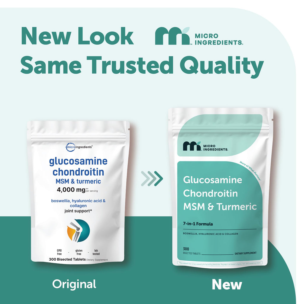 Micro Ingredients Glucosamine Chondroitin MSM and Turmeric Supplement, 300 Bisected Tablets | Joint Supplements for Men & Women* | 7-in-1 with Boswellia, Hyaluronic Acid, & Collagen Complex