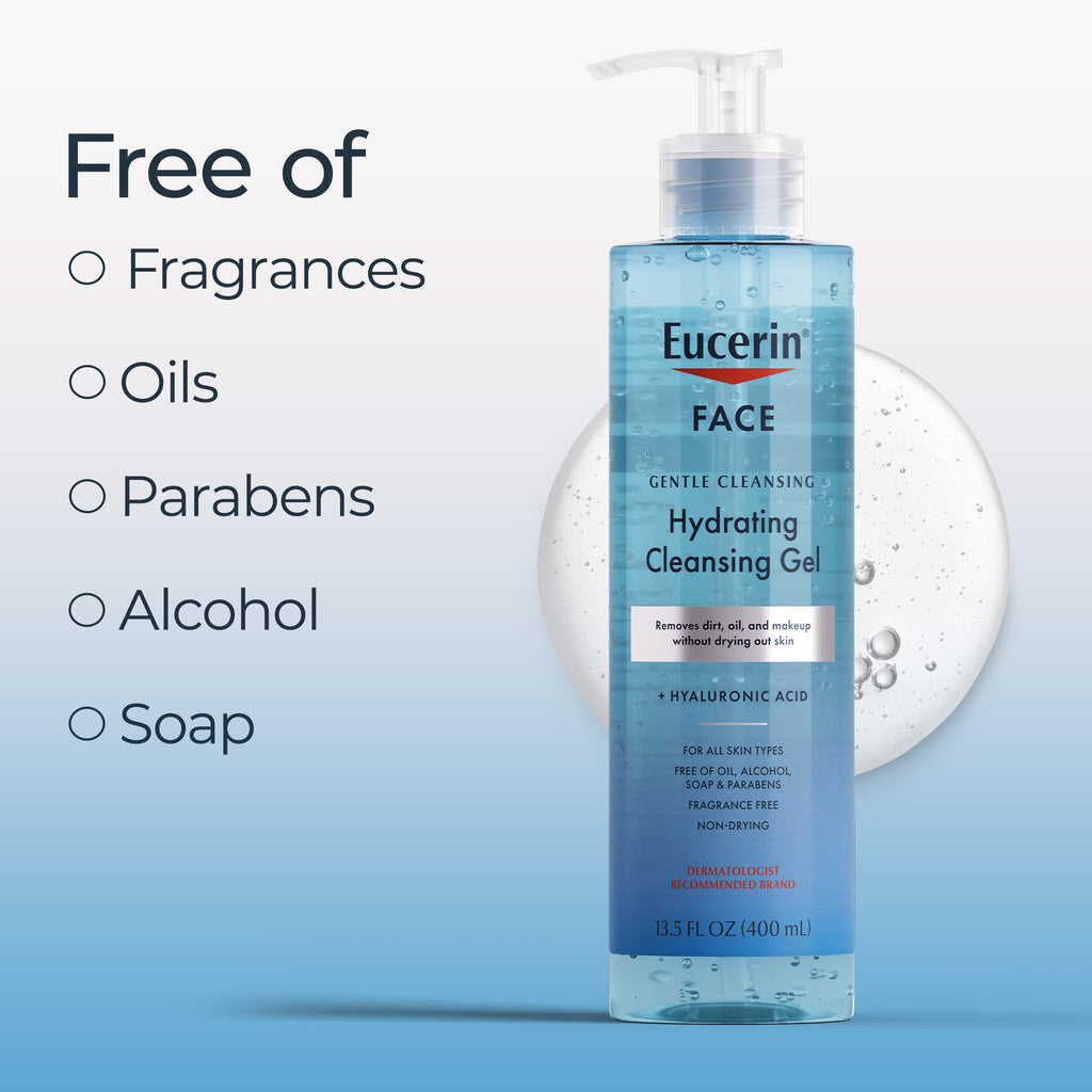 Eucerin Gentle Cleansing Hydrating Gel Cleanser, 13.5 Fl Oz Bottle