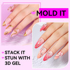 Makartt 3D Gel Nail Art, Clear Non-Sticky 4-in-1 Glux Gel | For Molding, Carving, Shaping, Raised Designs and Nail Extension, UV/LED Cure, Home DIY and Professional Nail Art, 15g