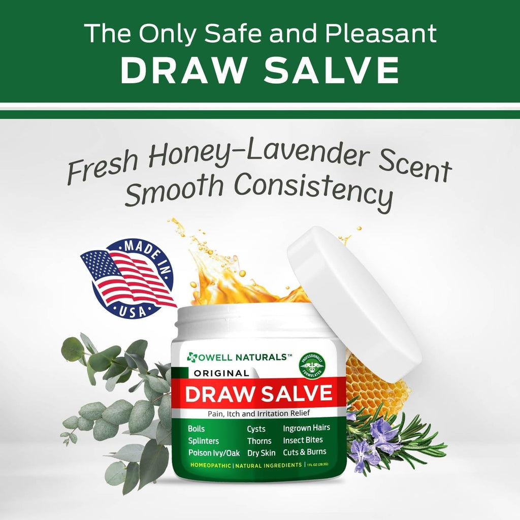 Buy now OWELL Naturals Drawing Salve Ointment for Boil & Cyst Removal, Ingrown Hair, Splinter Remover, Bug Spider Bites, Bee Sting, Mosquito Itching, Poison Ivy, Flare, Hangnail at indiglob india