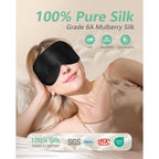 Buy now BeeVines Sleep Mask, 2 Pack 100% Real Natural Silk Eye Masks with Adjustable Strap for Sleeping, Mulberry Silk Eye Sleep Shade Cover, Blocks Light Reduces Puffy Eyes Traveling Gifts (Black & Black) at indiglob india