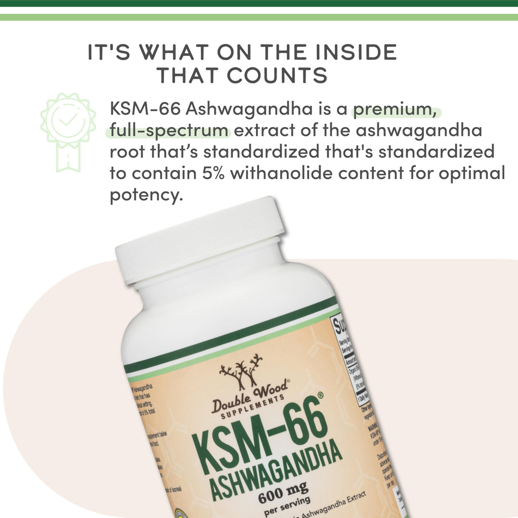KSM-66 Ashwagandha 600mg, Organic, Sleep + Stress Support, 120 Capsules | Sleep + Stress Supplement, Full-Spectrum KSM-66, Most-Studied Form, Organic, Take PM or Split AM/PM, Gluten-Free