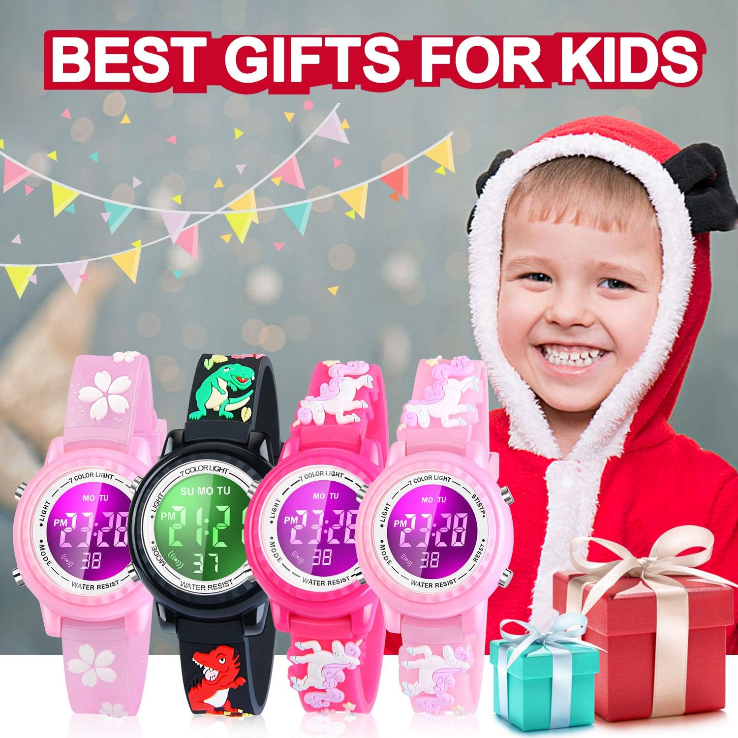 Buy now Waterproof LED Kids Watches with Alarm - Kids Toys Gifts for Girls Age 3-10 at indiglob india