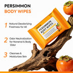 Persimmon Deodorant Wipes - Long-Lasting Odor Control - Fragrance-Free