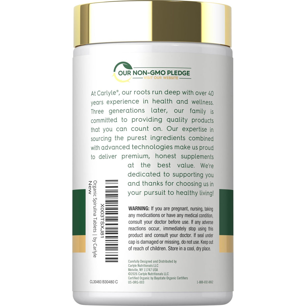 Carlyle Organic Spirulina Tablets | 3500mg | 500 Count