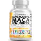 Clean Nutraceuticals Ashwagandha Maca Root Fenugreek Supplement with Tongkat Ali Ginseng - Assists with Stress, Mood & Thyroid - Ashwagandha Capsules Fenugreek Caps