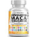 Clean Nutraceuticals Ashwagandha Maca Root Fenugreek Supplement with Tongkat Ali Ginseng - Assists with Stress, Mood & Thyroid - Ashwagandha Capsules Fenugreek Caps