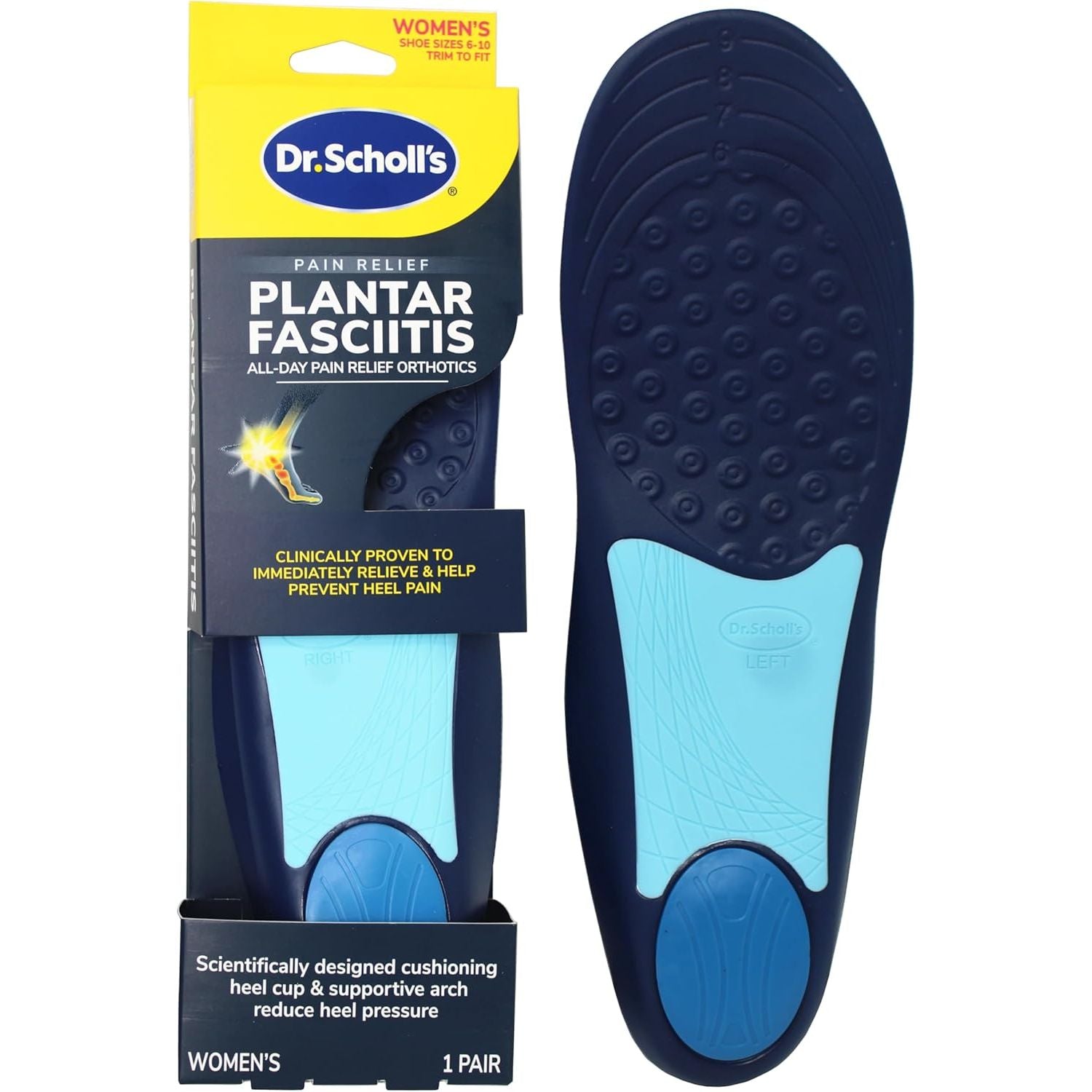 Buy now Dr. Scholls Plantar Fasciitis Orthotics Womens (Size 6-10) (Pack of 2) at indiglob india