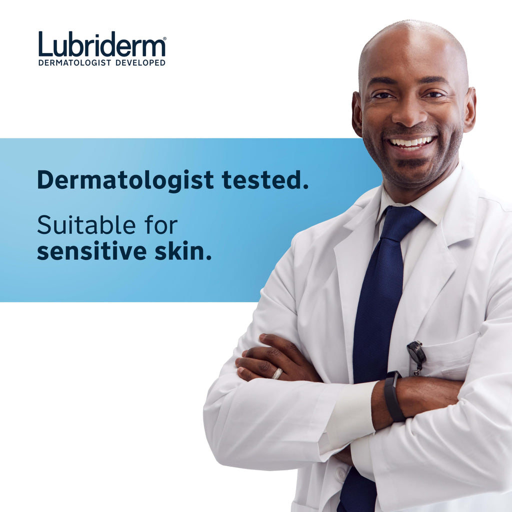 Lubriderm Daily Moisture Body Lotion, Fragrance Free, 24 fl. oz | Hydrating Face, Hand & Body Lotion + Pro-Ceramide for Sensitive Skin, 24-Hour Moisturizer with Shea Butter, Non-Greasy