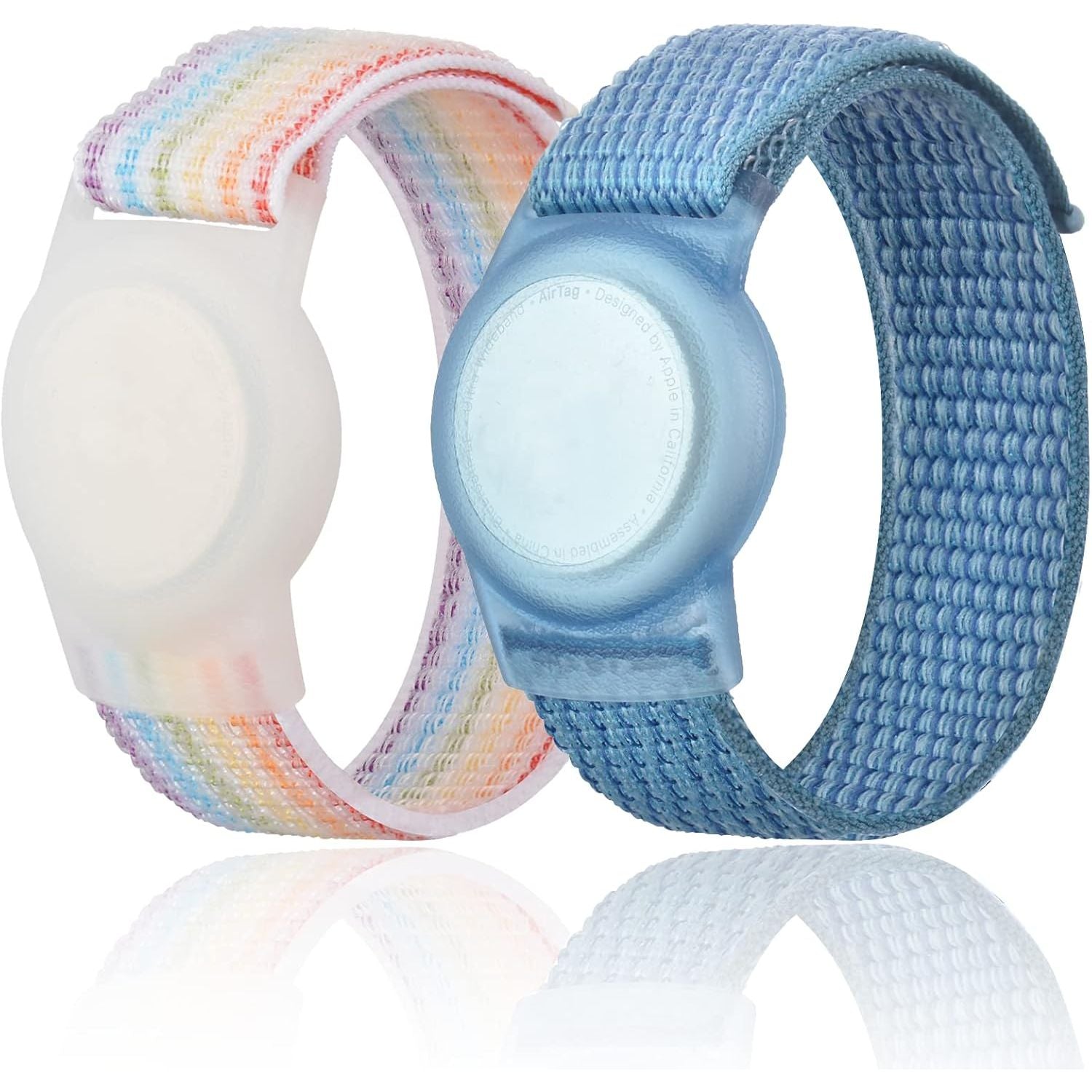 Buy now Kids Wristband Compatible with Apple AirTag, Protective Case for Air Tag GPS Tracker Holder with Nylon Bracelet, Adjustable Anti Lost Watch Band for Toddler Child Elder(Rainbow A) Rainbow A & Blue at indiglob india