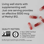 Sports Research® Vitamin B12 as Methylcobalamin 5000mcg, 120 Liquid Caps | Plant-Based B12 with Coconut MCT Oil for Energy Metabolism Support | Vegan, Non-GMO, 120 Servings