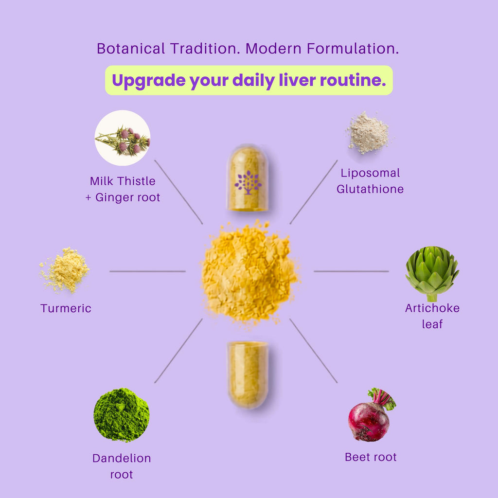 purple tree Happy Liver Daily | Milk Thistle + Glutathione Liver Supplement | 60 Caps