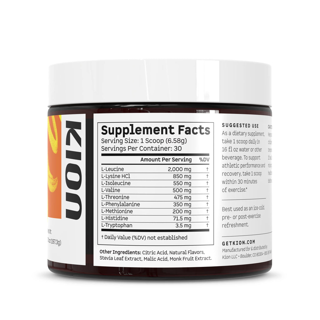 Kion Aminos Essential Amino Acids Powder, EAA & BCAA, Lean Muscle, Energy | All 9 aminos, caffeine-free, sugar-free, to curb cravings and support muscle with age, dieting, or GLP-1 use