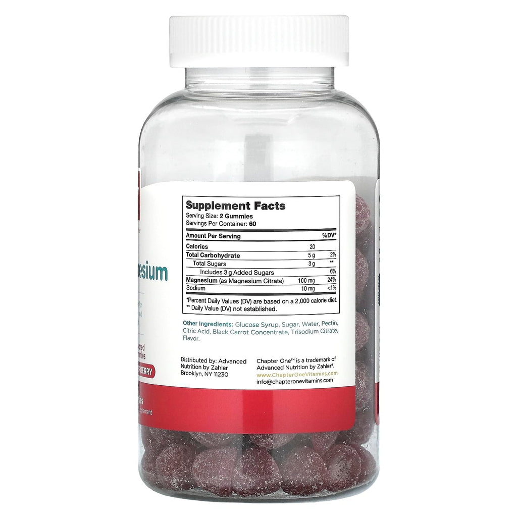Zahler Chapter One Magnesium Gummies - Supports Calm for Kids - Chewable Magnesium Supplement Gummies to Support Muscle Function - Kosher, Dairy-Free & Gluten-Free - Raspberry, 120 Count