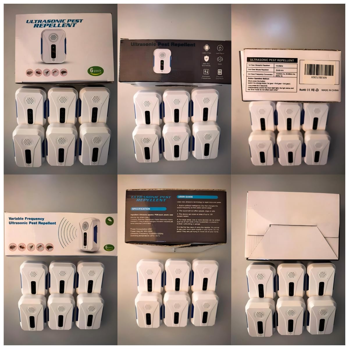 2026 Upgraded Ultrasonic Pest Control Repeller 6 Packs, Rodent Deterrent Plug in for Mice Bug Roach Ant Mosquito Insect, Mouse Repellent Indoor for Home Office Warehouse, 3 Mode Switching, White