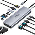 Buy now USB C Docking Station Dual Monitor,USB C Dual Monitor 2 HDMI Adapter,Triple Display 4K HDMI&VGA,10Gbps Data Transfer,14 in 1-3USB3.0&2USB2.0,Gigabit Ethernet,100W PD,SD/TF Card Reader,3.5mm Audio at indiglob india