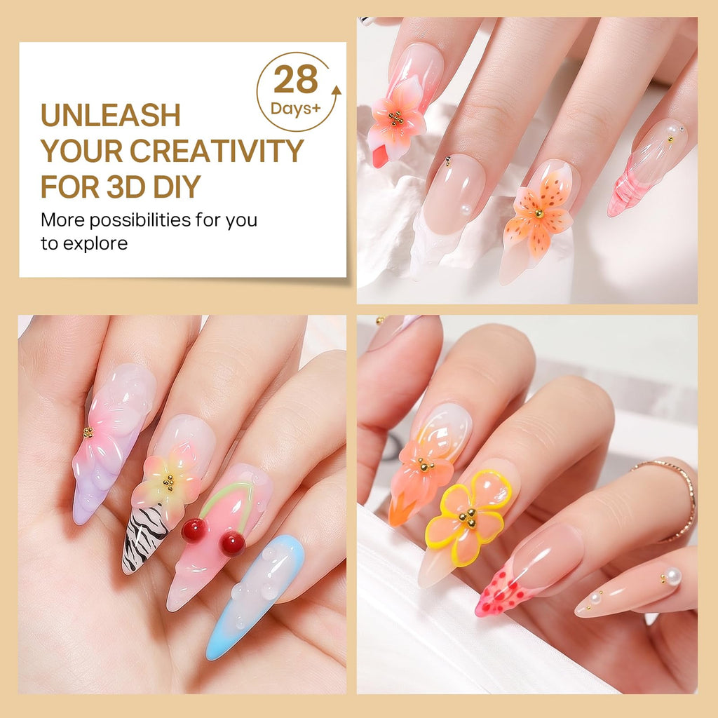 MIZHSE 3D Sculpting Gel, imported, perfect for creating stunning DIY nail art designs for 28+ days of wear.