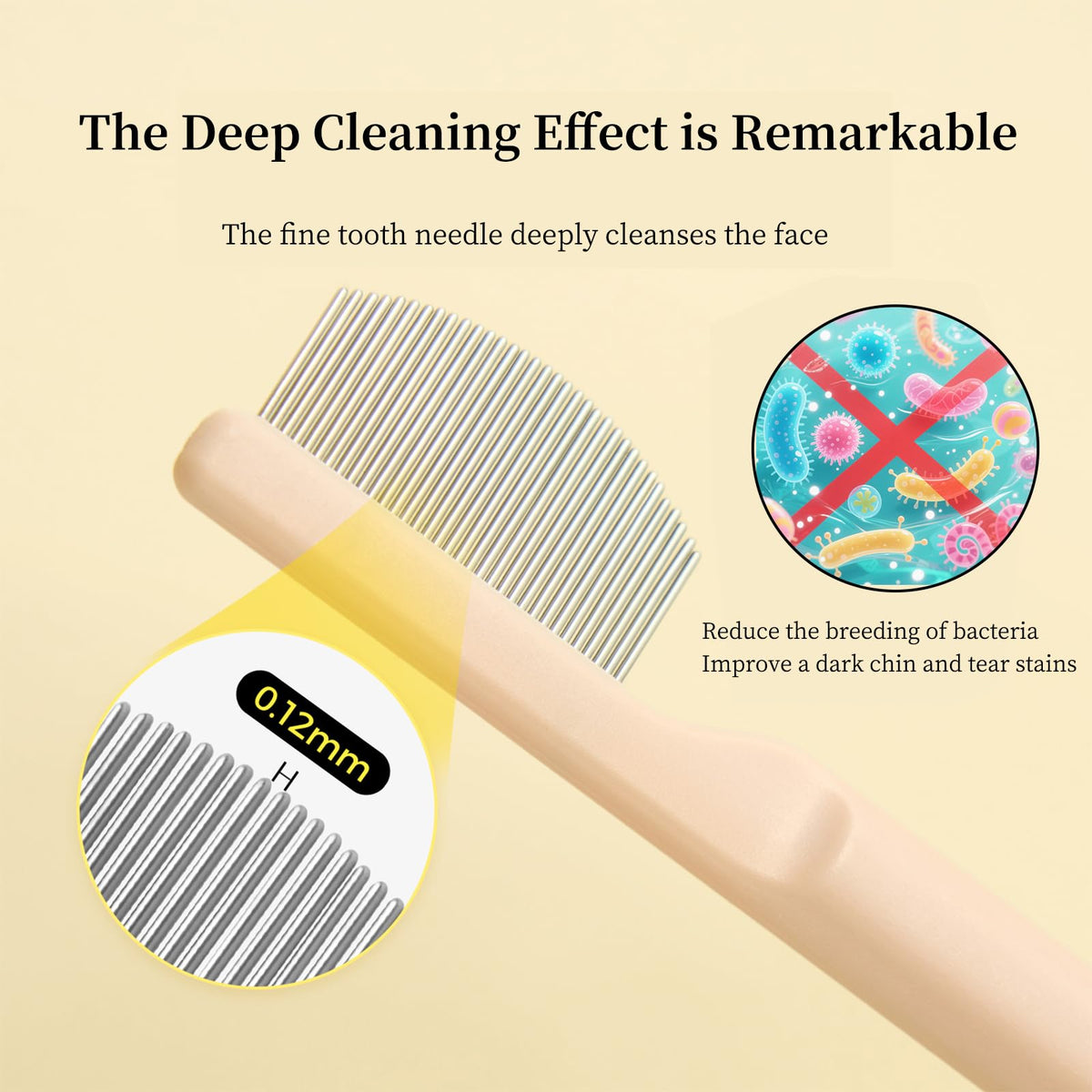 Stainless Steel Dog Eye Comb, Puppy Flea Brush (Pink)