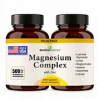 Complete Magnesium Complex 500mg for Women & Men 6-in-1 with Zinc 120 Ct | 3rd Party Tested Active Supplement with Mag Glycinate For Good Sleep, Relaxation & Energy, Made in USA By Sandhu Herbals