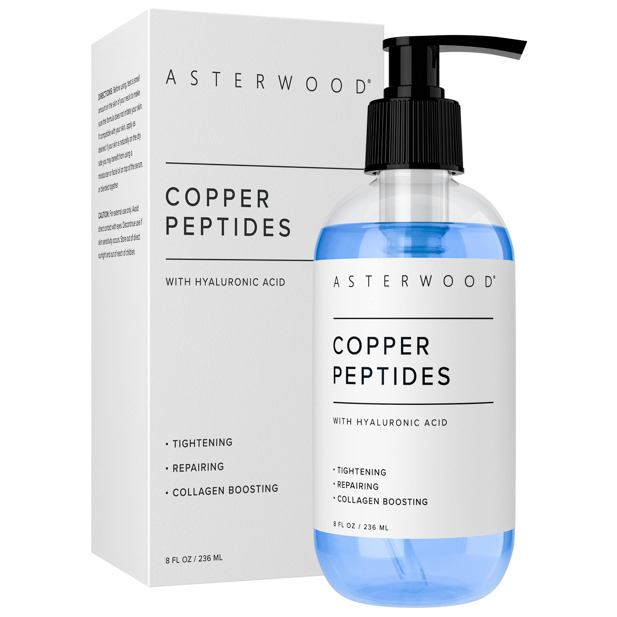 Asterwood Copper Peptides Serum for Face, GHK-Cu Peptide w/Hyaluronic Acid | Topical GHK-Cu with HA, Anti-Aging, Hydrating & Collagen Boosting, Cruelty-Free, 1 Fl Oz