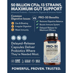 Buy now Vitamin Bounty Pro-50 Probiotics 50 Billion CFU for Women & Men - 13 Multi Strain Probiotic + Prebiotic - Digestive Health Supplements for Gut Health Support - Delayed Release Capsules for Men & Women at indiglob india