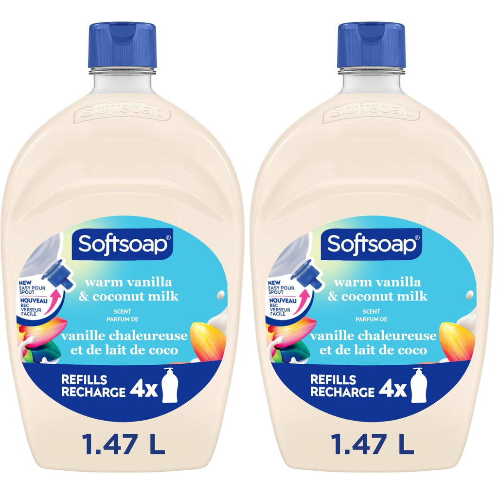 Softsoap Liquid Hand Soap, Warm Vanilla and Coconut Milk, 50 fl oz Refill | Moisturizing, Paraben-Free, Phthalate-Free, Washes Away Germs, for Bathroom & Kitchen, Gentle on Hands