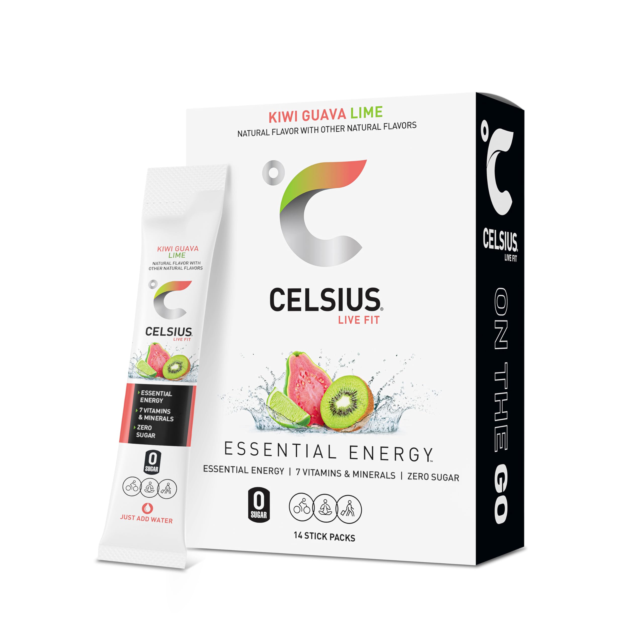 Buy now CELSIUS On The Go Strawberry Mango, Sugar Free Energy Drink Mix (14 Sticks per Pack) Kiwi Guava Lime 2.6 Ounce (Pack of 1) at indiglob india