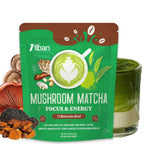 Mushroom Matcha with 12 Mushrooms with Lion's Mane, Chaga and Probiotics, Ceremonial Grade Matcha Powder for Focus, Digestion & Immunity - 30 Servings