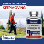 tnvitamins Glucosamine Chondroitin MSM, 240 Capsules, 4,000 mg Per Serving, Glucosamine Sulfate 2KCl, Joint Support Supplement for Men & Women