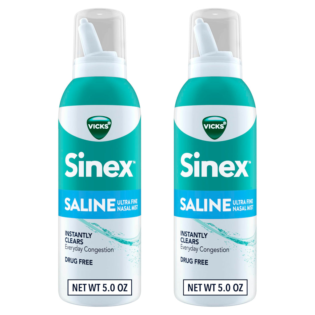 Buy now Vicks Sinex SALINE Nasal Spray, Drug Free Ultra Fine Mist, Clear Everyday Sinus Congestion Fast, Clear Mucus from a Cold or Allergy, Daily Use 5.0 fl oz x 2 at indiglob india