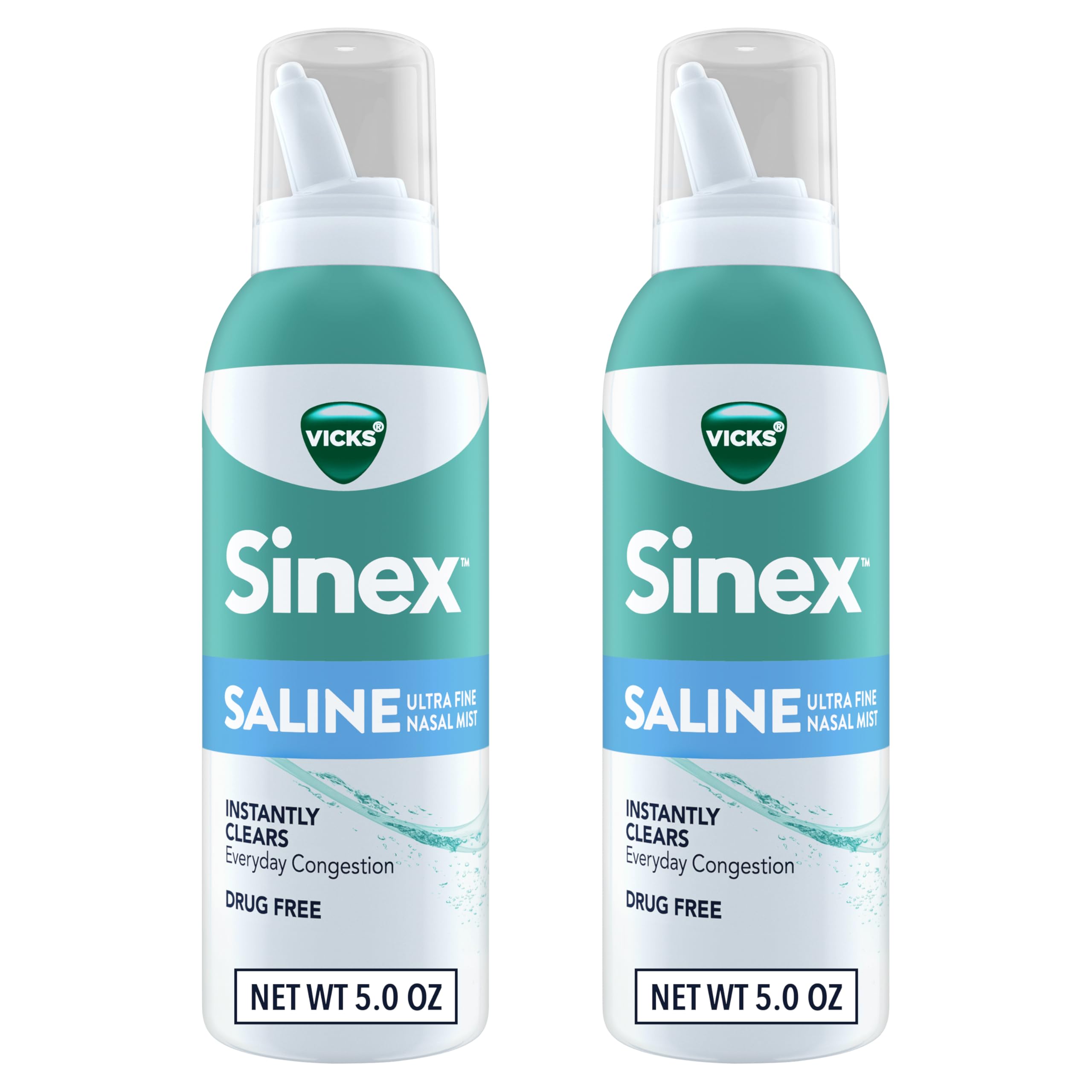 Buy now Vicks Sinex SALINE Nasal Spray, Drug Free Ultra Fine Mist, Clear Everyday Sinus Congestion Fast, Clear Mucus from a Cold or Allergy, Daily Use 5.0 fl oz x 2 at indiglob india