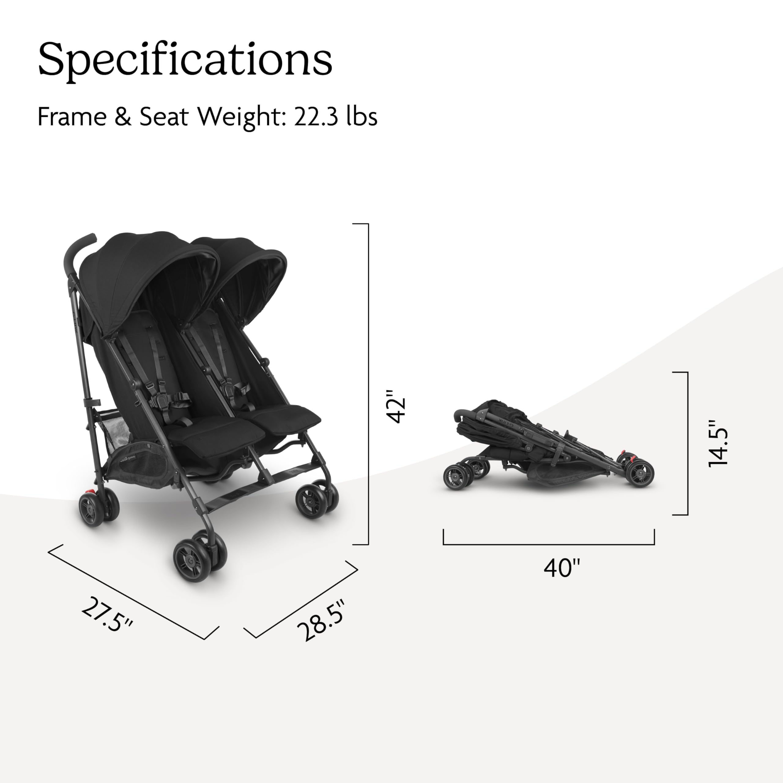 Buy now UPPAbaby G-Link V2 Double Umbrella Stroller / Lightweight Design / One-Step Fold + Recline / XL Basket + Canopy / Cup Holder Included / Jake (Black/Carbon Frame) at indiglob india