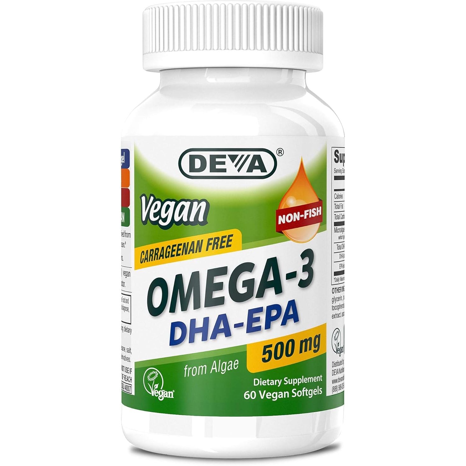 Buy now DEVA Vegan Omega-3 DHA-EPA 500MG â€“ No Carrageenan, Non-Fish Oil Derived from Algae, Non-GMO, 60 Gelatin-Free Softgels 60 Count (Pack of 1) at indiglob india