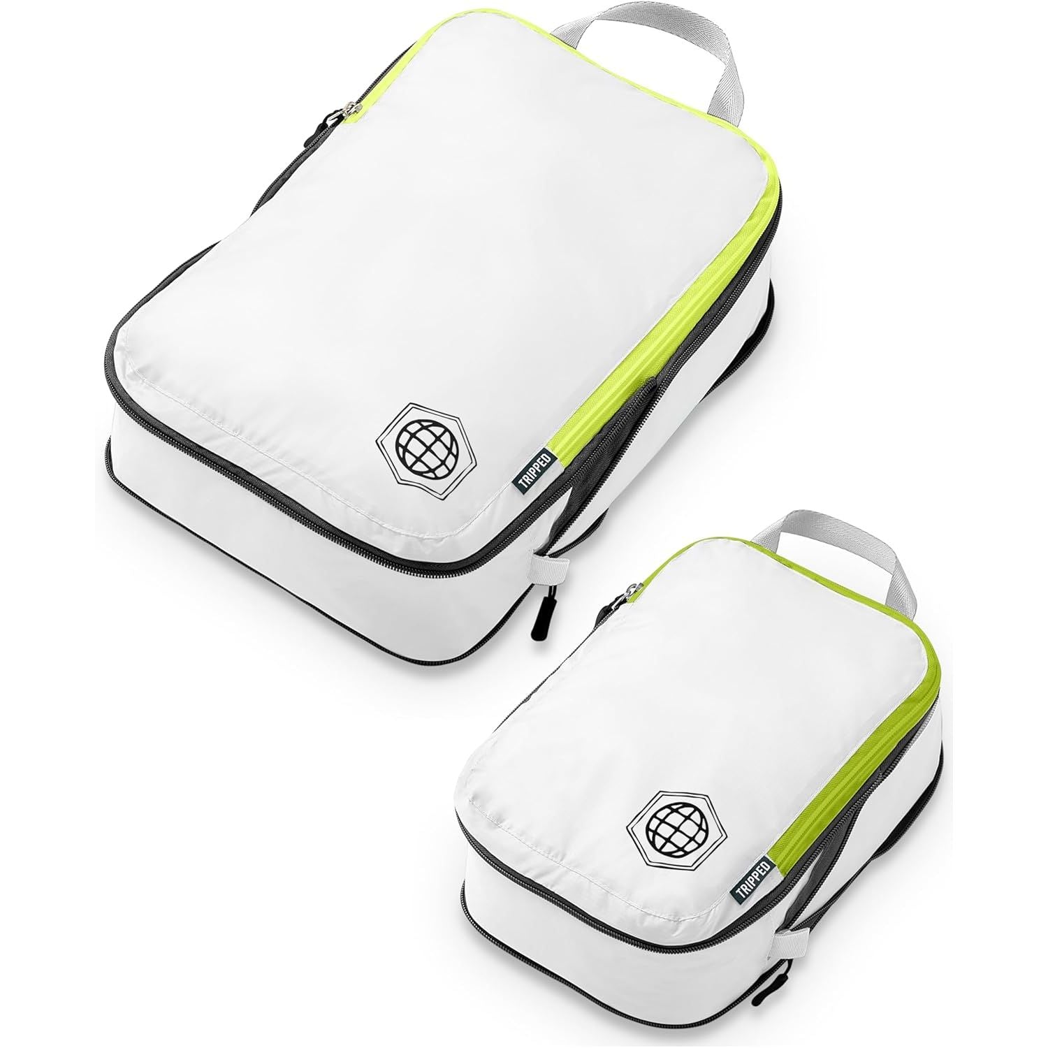 Buy now Compression Packing Cubes Set for Travel - Lightweight, Durable Clothes Organizer for Carry-On Luggage and Suitcases by TRIPPED Travel Gear 2 Piece White and Green - 2 Piece at indiglob india