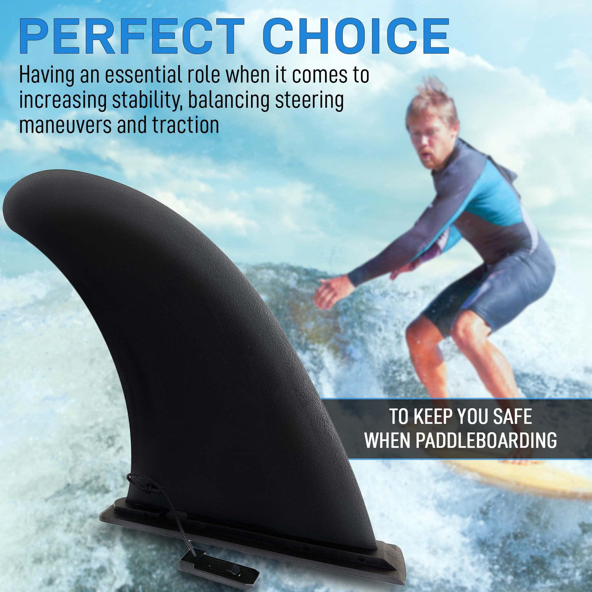 9" Sup Fin Replacement - Stand Up Paddleboard Fin Replacement, Quick Release Longboard Center Inflatable Paddle Board Fin, No-Tool Installation, Improves Stability - Ideal for Beginners and Pros