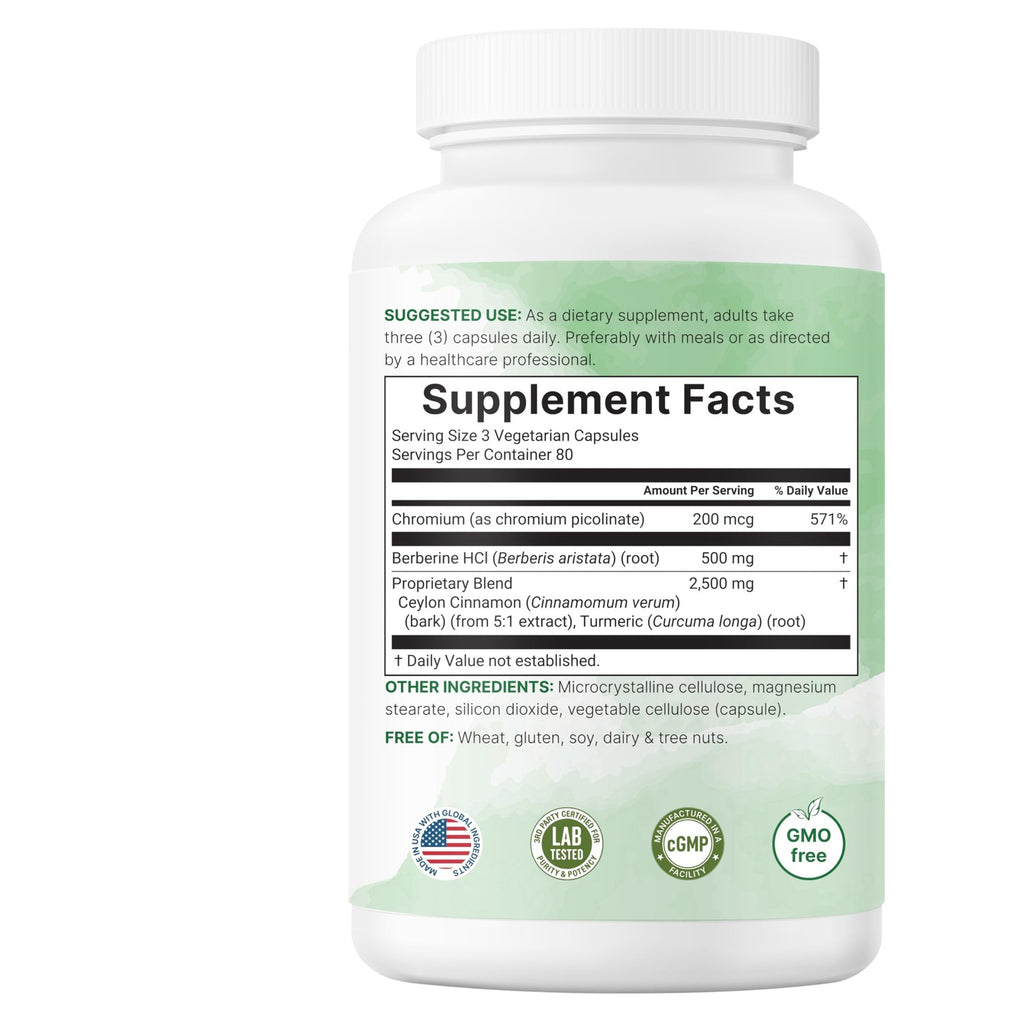 Micro Ingredients Berberine with Ceylon Cinnamon, 240 Veggie Capsules | High Absorption Berberine HCI Supplement + Turmeric Root & Cinnamon Bark Extract | Non-GMO, Gluten Free