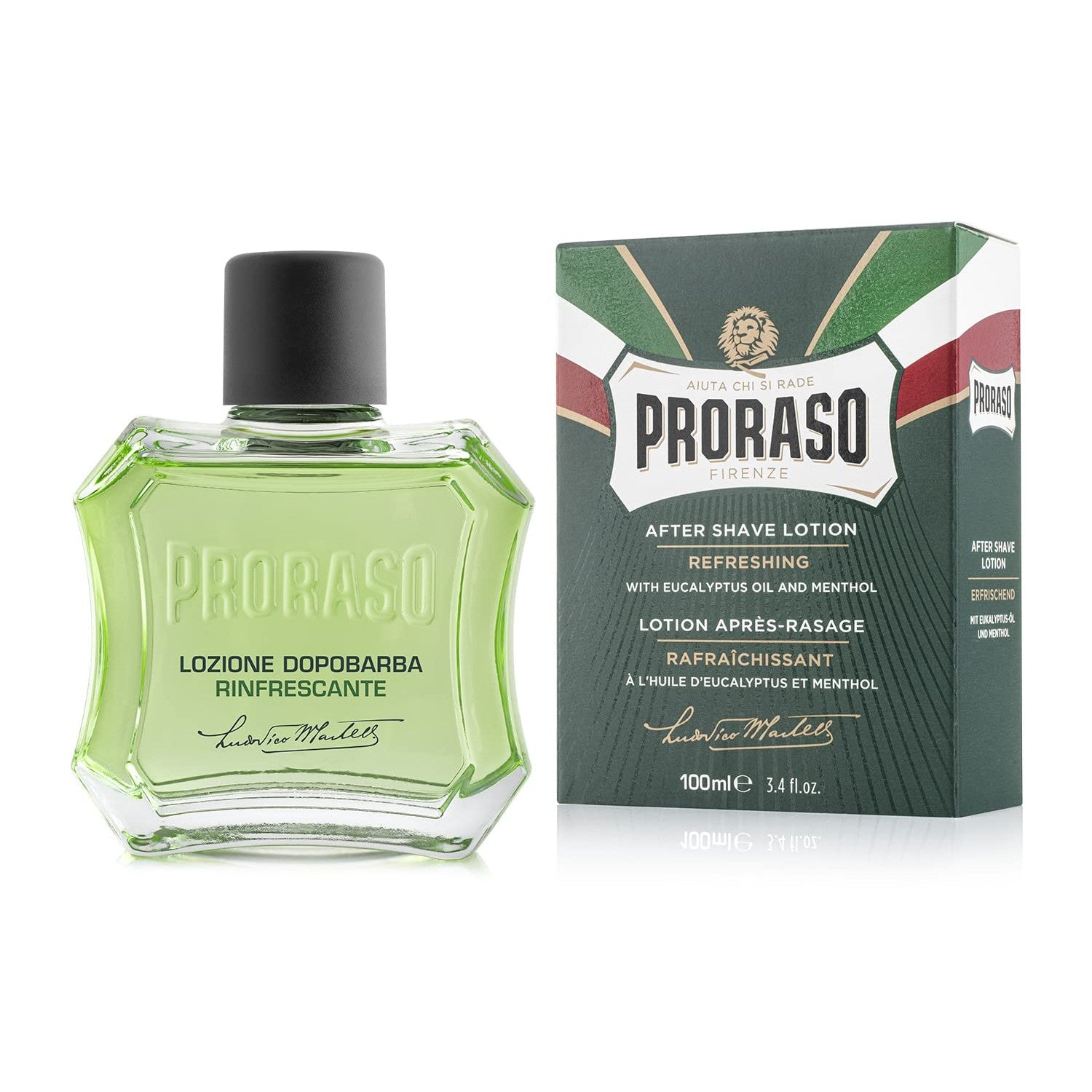 Proraso After Shave Lotion - Eucalyptus Oil & Menthol - Refreshing After Shave Splash for All Beard Types - Premium Italian Shaving for Men - 3.4oz