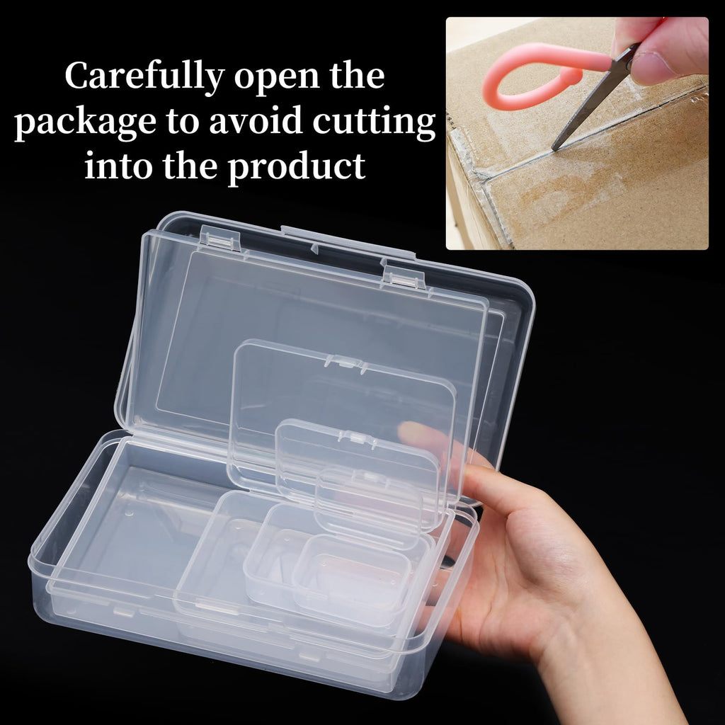 Small Storage Containers 28 Pack Mixed Sizes Plastic Craft Boxes Clear