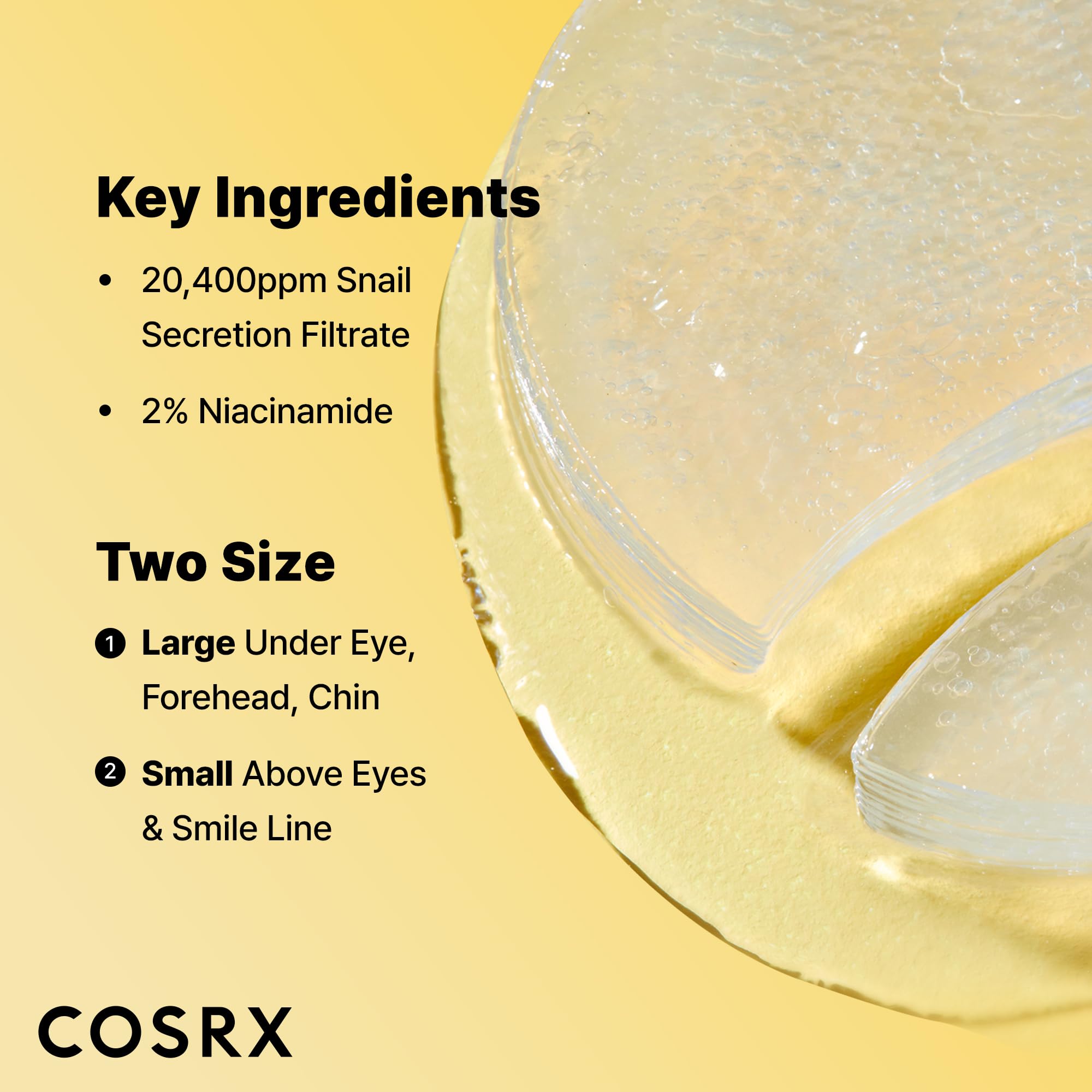 Buy now COSRX Advanced Snail Hydrogel Eye Patch (60pc), Gel Serum Mask, Puffy Under Eye Treament, Fine Lines, Refresh, Hydrate, Korean Skin Care at indiglob india