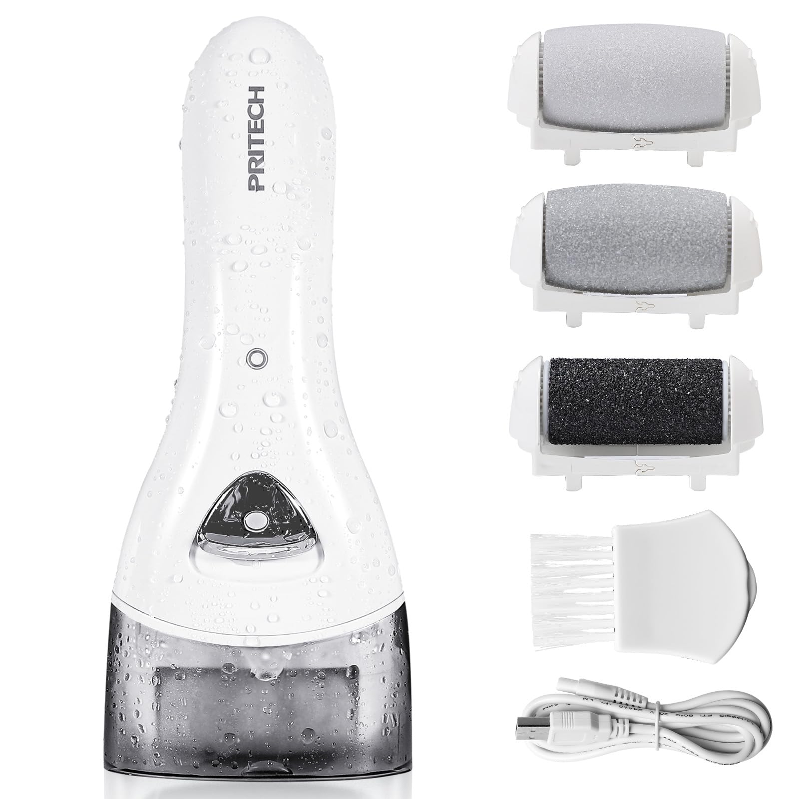 Electric Foot Callus Remover, Rechargeable Foot File for Dead Skin Care | Portable Electronic Pedicure Kit, Waterproof Hard Skin Scraper Tool with 3 Roller Heads for Cracked Heels & Home Spa